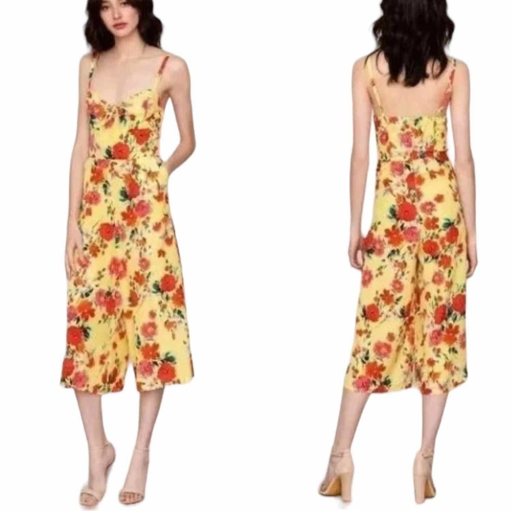 Yumi Kim Jumpsuit Pretty Chic Cropped Floral Flow Sunnyside Yellow Size Medium